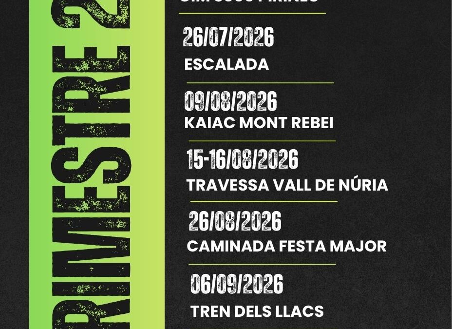 CALENDARI D’ACTIVITATS 3R TRIMESTRE 2026